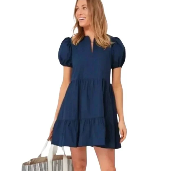 Tuckernuck Hyacinth House Navy Zip Front Ellie Mini Dress XS Country Club Old $$ - Picture 1 of 7